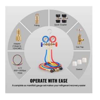 Σετ Ελέγχου Πίεσης Κλιματιστικών 3 Εξόδων με Μανόμετρα VEVOR STLLMB... Σετ Ελέγχου Πίεσης Κλιματιστικών 3 Εξόδων με Μανόμετρα VEVOR STLLMB...