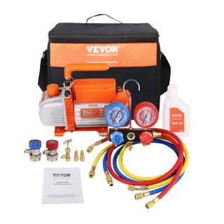 Σετ Ελέγχου Πίεσης Κλιματιστικών με Αντλία Κενού 150 W VEVOR KD35CF... Σετ Ελέγχου Πίεσης Κλιματιστικών με Αντλία Κενού 150 W VEVOR KD35CF...