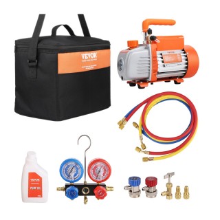 Σετ Ελέγχου Πίεσης Κλιματιστικών με Αντλία Κενού 150 W VEVOR KD35CF... Σετ Ελέγχου Πίεσης Κλιματιστικών με Αντλία Κενού 150 W VEVOR KD35CF...