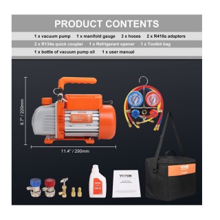 Σετ Ελέγχου Πίεσης Κλιματιστικών με Αντλία Κενού 150 W VEVOR KD35CF... Σετ Ελέγχου Πίεσης Κλιματιστικών με Αντλία Κενού 150 W VEVOR KD35CF...