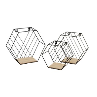 Σετ Επιτοίχια Μεταλλικά/Ξύλινα Εξαγωνικά Ράφια 31 x 13 x 28 cm Χρώμ... Σετ Επιτοίχια Μεταλλικά/Ξύλινα Εξαγωνικά Ράφια 31 x 13 x 28 cm Χρώμ...