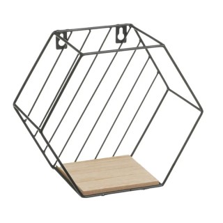 Σετ Επιτοίχια Μεταλλικά/Ξύλινα Εξαγωνικά Ράφια 31 x 13 x 28 cm Χρώμ...