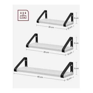 Σετ Επιτοίχια Ξύλινα Ράφια 40 x 12 x 11 cm 3 τμχ Χρώματος Λευκό VAS... Σετ Επιτοίχια Ξύλινα Ράφια 40 x 12 x 11 cm 3 τμχ Χρώματος Λευκό VAS...