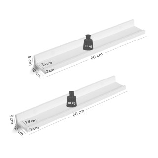 Σετ Επιτοίχια Ξύλινα Ράφια 60 x 10 x 5 cm 2 τμχ Songmics LWS60WT Σετ Επιτοίχια Ξύλινα Ράφια 60 x 10 x 5 cm 2 τμχ Songmics LWS60WT