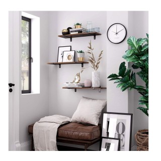 Σετ Επιτοίχια Ξύλινα Ράφια 60 x 20 x 7 cm 2 τμχ Songmics LWS04NB