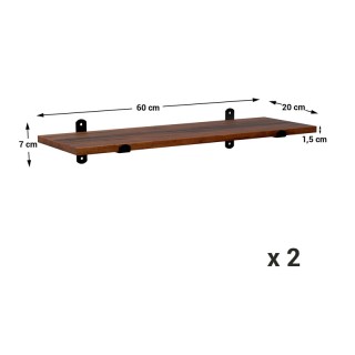 Σετ Επιτοίχια Ξύλινα Ράφια 60 x 20 x 7 cm 2 τμχ Songmics LWS04NB