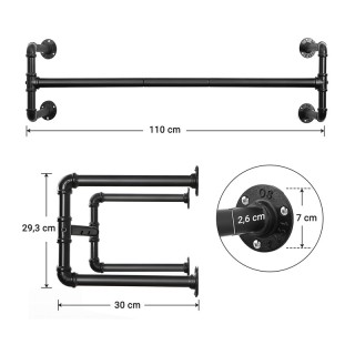 Σετ Επιτοίχιες Μεταλλικές Ράγες Ρούχων 110 x 30 x 29.3 cm 2 τμχ Son... Σετ Επιτοίχιες Μεταλλικές Ράγες Ρούχων 110 x 30 x 29.3 cm 2 τμχ Son...