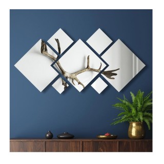 Σετ Επιτοίχιοι Καθρέπτες σε Τετράγωνο Σχήμα Χρώματος Ασημί 7 τμχ Ho...