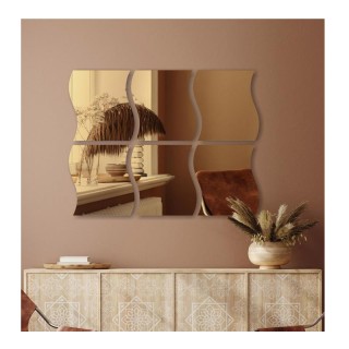 Σετ Επιτοίχιοι Κυματιστοί Καθρέπτες 15 cm Χρώματος Χρυσό 12 τμχ Hom...