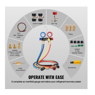 Σετ Κάσα με Μανόμετρα Ψυκτικών 4 Εξόδων VEVOR STLLMBZZLJ4TE7B0MV0 Σετ Κάσα με Μανόμετρα Ψυκτικών 4 Εξόδων VEVOR STLLMBZZLJ4TE7B0MV0