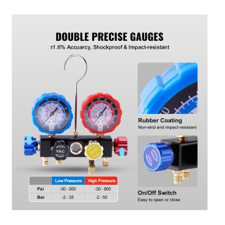 Σετ Κάσα με Μανόμετρα Ψυκτικών 4 Εξόδων VEVOR STLLMBZZLJ4TE7B0MV0 Σετ Κάσα με Μανόμετρα Ψυκτικών 4 Εξόδων VEVOR STLLMBZZLJ4TE7B0MV0