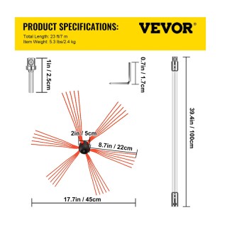 Σετ Καθαρισμού Σωλήνα Σόμπας και Καμινάδας 7 m VEVOR YCS7M000000000... Σετ Καθαρισμού Σωλήνα Σόμπας και Καμινάδας 7 m VEVOR YCS7M000000000...