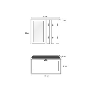 Σετ Ξύλινο Έπιπλο Εισόδου με Καθρέπτη 85 x 42 x 40 cm SPM 30010048