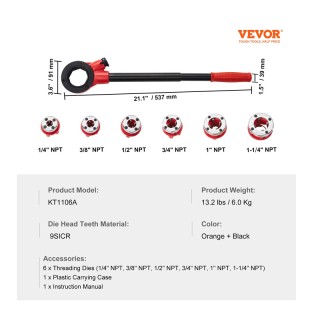 Σετ Μανέλα και Κουκουνάρες Υδραυλικών 1/4 - 1-1/4 9 τμχ VEVOR SDGLW... Σετ Μανέλα και Κουκουνάρες Υδραυλικών 1/4 - 1-1/4 9 τμχ VEVOR SDGLW...