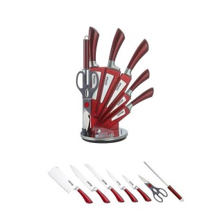 Σετ Μαχαίρια από Ανοξείδωτο Ατσάλι με Βάση 8 τμχ Χρώματος Κόκκινο C... Σετ Μαχαίρια από Ανοξείδωτο Ατσάλι με Βάση 8 τμχ Χρώματος Κόκκινο C...