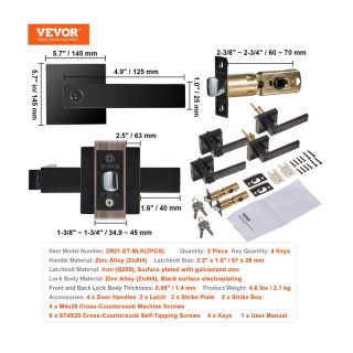 Σετ Μεταλλικά Πόμολα Μεσόπορτας με Ροζέτα 2 τμχ VEVOR DYCMBS2JFX00C... Σετ Μεταλλικά Πόμολα Μεσόπορτας με Ροζέτα 2 τμχ VEVOR DYCMBS2JFX00C...