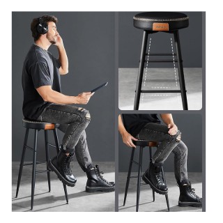 Σετ Μεταλλικά Σκαμπό Μπαρ 51.6 x 51.6 x 76.2 cm 2 τμχ VASAGLE LBC09...