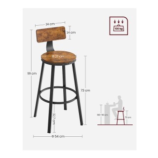 Σετ Μεταλλικά Σκαμπό Μπαρ 54 x 99 cm 2 τμχ VASAGLE LBC026B01V1 Σετ Μεταλλικά Σκαμπό Μπαρ 54 x 99 cm 2 τμχ VASAGLE LBC026B01V1
