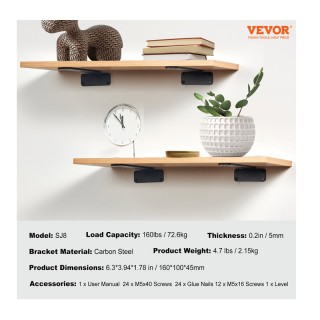 Σετ Μεταλλικά Στηρίγματα Ραφιών Σχήματος L 160 x 100 x 45 mm 6 τμχ ...