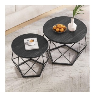 Σετ Μεταλλικά Στρογγυλά Τραπέζια Σαλονιού 50 x 40 cm 2 τμχ Χρώματος...