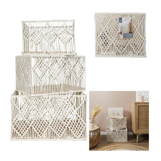 Σετ Μεταλλικά/Βαμβακερά Ορθογώνια Καλάθια Αποθήκευσης Nesting Boho ... Σετ Μεταλλικά/Βαμβακερά Ορθογώνια Καλάθια Αποθήκευσης Nesting Boho ...