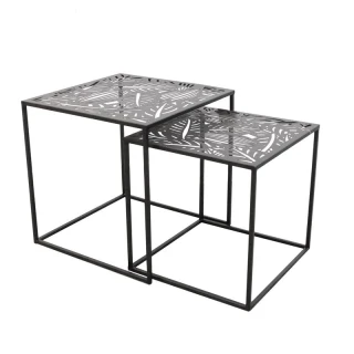 Set of Metal Nesting Side Tables 40 x 40 x 40 cm 2 pcs Home... Set of Metal Nesting Side Tables 40 x 40 x 40 cm 2 pcs Home...