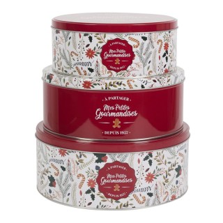 Σετ Μεταλλικά Χριστουγεννιάτικα Μεταλλικά Κουτιά Μπισκότων 3 τμχ Ho...