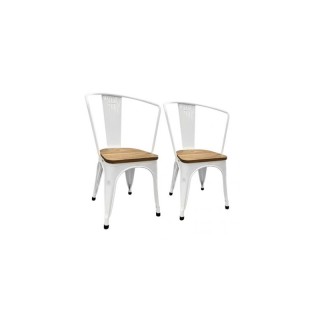 Σετ Μεταλλικές Καρέκλες με Ξύλινο Κάθισμα 84 x 48 x 45 cm 2 τμχ Hop...