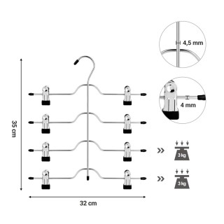Σετ Μεταλλικές Κρεμάστρες για Παντελόνια / Φούστες 4 Θέσεων με Ρυθμ...