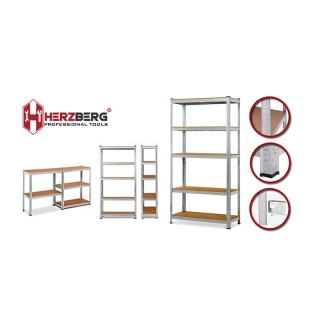 Σετ Μεταλλικές Γαλβανιζέ Ραφιέρες με 5 Ξύλινα Ράφια Βαρέως Τύπου 90...