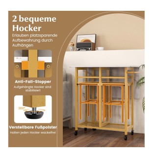 Σετ Μεταλλικό Επεκτεινόμενο Τροχήλατο Τραπέζι - Bar 74 x 74 x 80 cm...