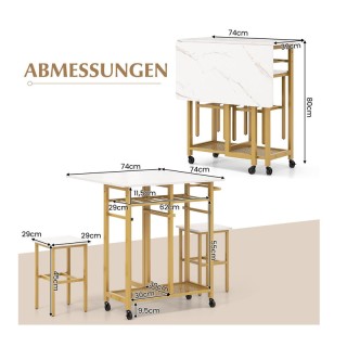 Σετ Μεταλλικό Επεκτεινόμενο Τροχήλατο Τραπέζι - Bar 74 x 74 x 80 cm...