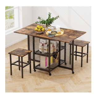 Σετ Μεταλλικό Επεκτεινόμενο Τροχήλατο Τραπέζι - Bar 120 x 70 x 75 c...