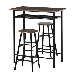 Σετ Μεταλλικό Ορθογώνιο Τραπέζι - Bar 80 x 50 x 90 cm με 2 Σκαμπό H...