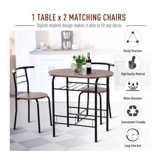 Σετ Μεταλλικό Οβάλ Τραπέζι 80 x 50 x 76 cm με 2 Καρέκλες HOMCOM 835...