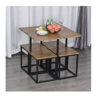 Σετ Μεταλλικό Τετράγωνο Τραπέζι - Bar  80 x 80 x75.5 cm με 4 Σκαμπό...