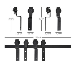 Σετ Μηχανισμού για Συρόμενες Ξύλινες Πόρτες 2 m HOMCOM B81-028 Σετ Μηχανισμού για Συρόμενες Ξύλινες Πόρτες 2 m HOMCOM B81-028