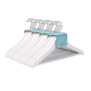 Σετ Παιδικές Ξύλινες Κρεμάστρες Ρούχων 20 τμχ Χρώματος Λευκό Songmi...