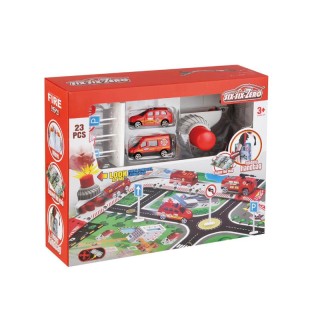 Σετ Παιδικό Χαλί Παιχνίδι Πυροσβεστικής με Αξεσουάρ 57 x 38.5 cm 23...