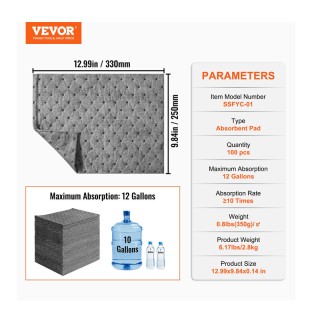 Σετ Πανάκια Απορρόφησης Λαδιών 330 x 250 mm 100 τμχ VEVOR FYCKZYPTY... Σετ Πανάκια Απορρόφησης Λαδιών 330 x 250 mm 100 τμχ VEVOR FYCKZYPTY...