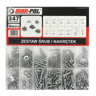 Σετ Παξιμάδια με Ροδέλες και Εξάγωνες Βίδες 347 τμχ MAR-POL M66474 Σετ Παξιμάδια με Ροδέλες και Εξάγωνες Βίδες 347 τμχ MAR-POL M66474
