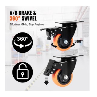 Σετ Περιστρεφόμενα Ροδάκια Βαρέως Τύπου για Έπιπλα 452 Kg 4 τμχ VEV...