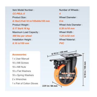 Σετ Περιστρεφόμενα Ροδάκια Βαρέως Τύπου για Έπιπλα 816 Kg 4 τμχ VEV... Σετ Περιστρεφόμενα Ροδάκια Βαρέως Τύπου για Έπιπλα 816 Kg 4 τμχ VEV...