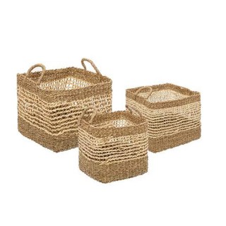 Σετ Ψάθινα Καλάθια Αποθήκευσης 38.5 x 34 x 29 cm 3 τμχ Atmosphera 1...