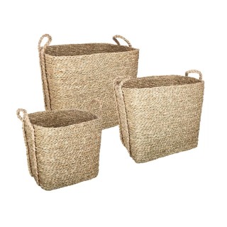 Σετ Ψάθινα Καλάθια Αποθήκευσης 44.5 x 41.5 x 39.5 cm 3 τμχ Atmosphe...