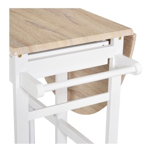 Σετ Πτυσσόμενο Ξύλινο Τρόλεϊ Κουζίνας με 2 Σκαμπό 83.5 x 74 x 83 cm...