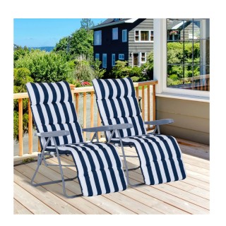 Σετ Πτυσσόμενες Καρέκλες Εξωτερικού Χώρου με Ρυθμιζόμενη Πλάτη Χρώμ...