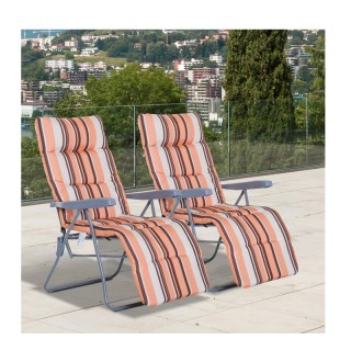 Σετ Πτυσσόμενες Καρέκλες Εξωτερικού Χώρου με Ρυθμιζόμενη Πλάτη Χρώμ...