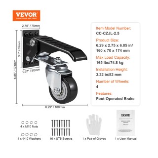 Σετ Περιστρεφόμενα Ροδάκια Βαρέως Τύπου για Έπιπλα 299.4 Kg 4 τμχ V... Σετ Περιστρεφόμενα Ροδάκια Βαρέως Τύπου για Έπιπλα 299.4 Kg 4 τμχ V...