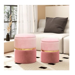 Σετ Στρογγυλά Βελούδινα Σκαμπό με Αποθηκευτικό Χώρο 35 x 45 cm 2 τμ...